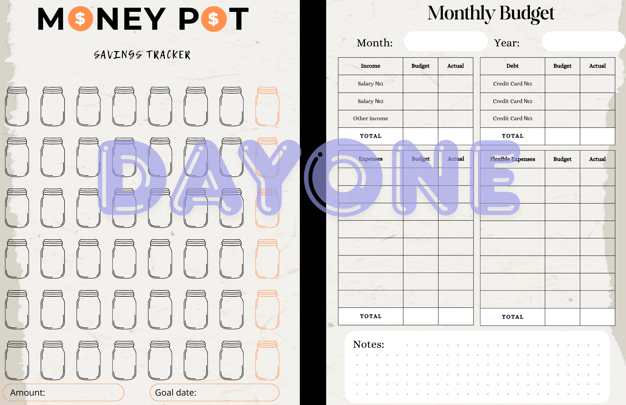 Money Pot Savings & Budget Planner | Printable Financial Planner | Monthly Budget, Bills & Savings Tracker PDF