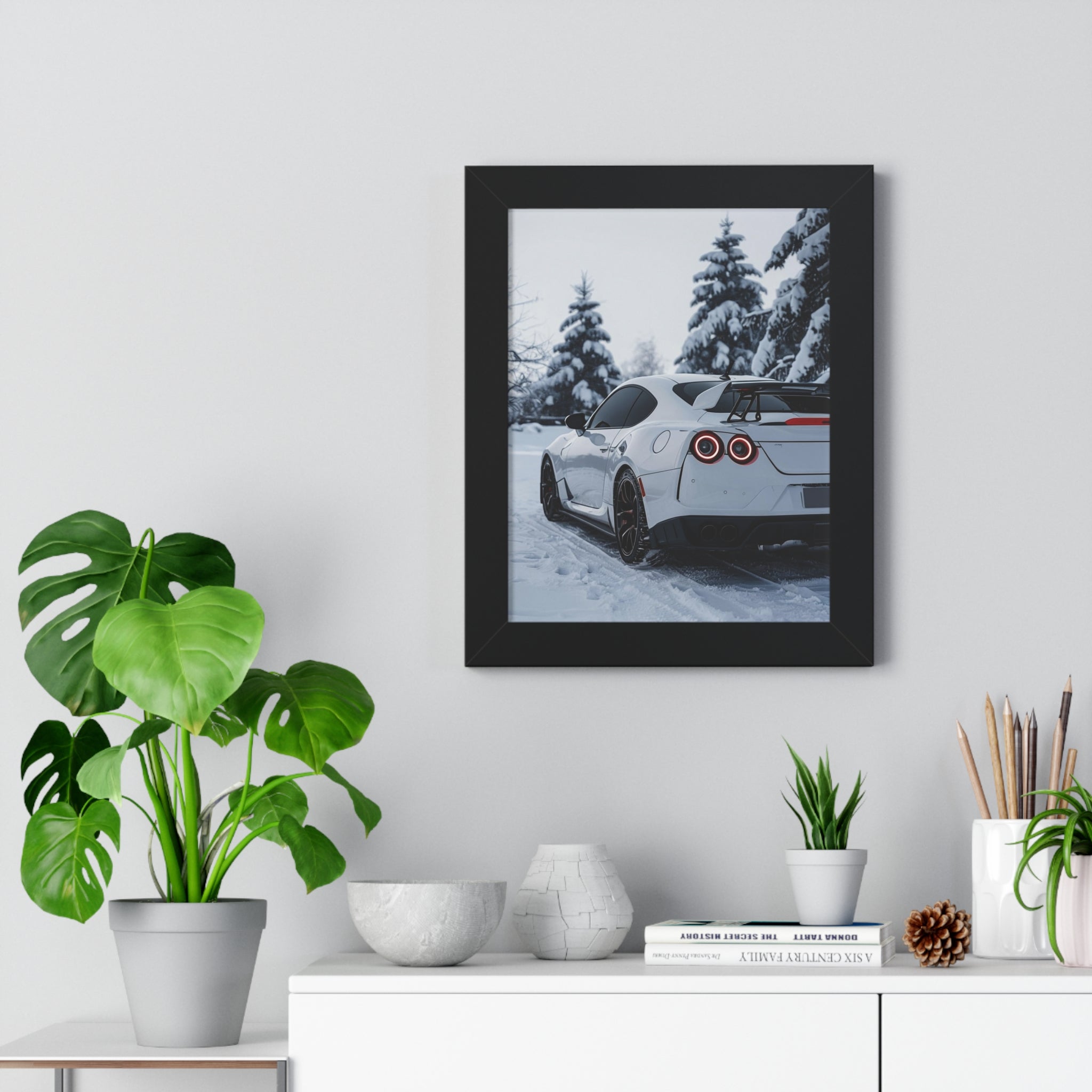 | Snow Performance | – White Sports Car in Winter | 4K Wall Art (Digital Download)