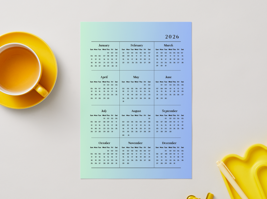 2026 Planner Printable | Full Year Calendar with Monthly Notes | Minimal & Aesthetic 2026 Planner PDF
